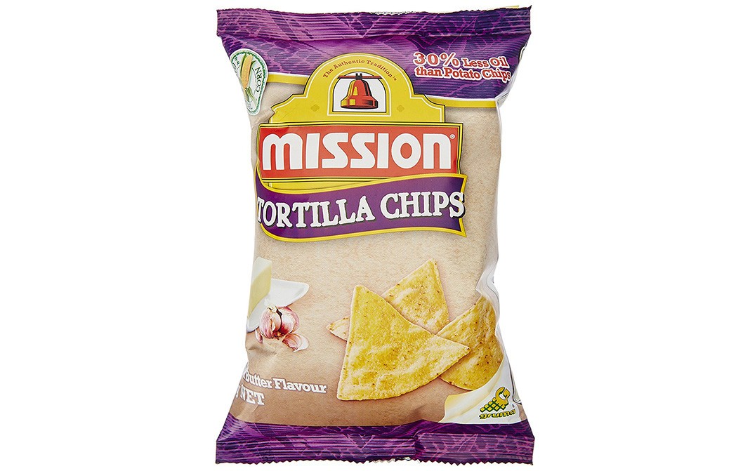 Mission Tortilla Chips, Garlic & Butter Flavour   Pack  65 grams
